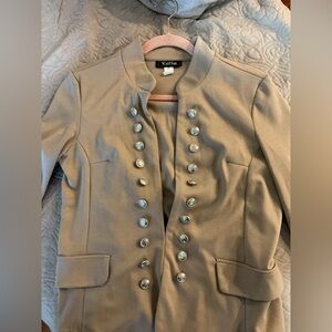 Valia Beige Women's Military Style Button-Embellished Blazer Jacket Sz XL EUC